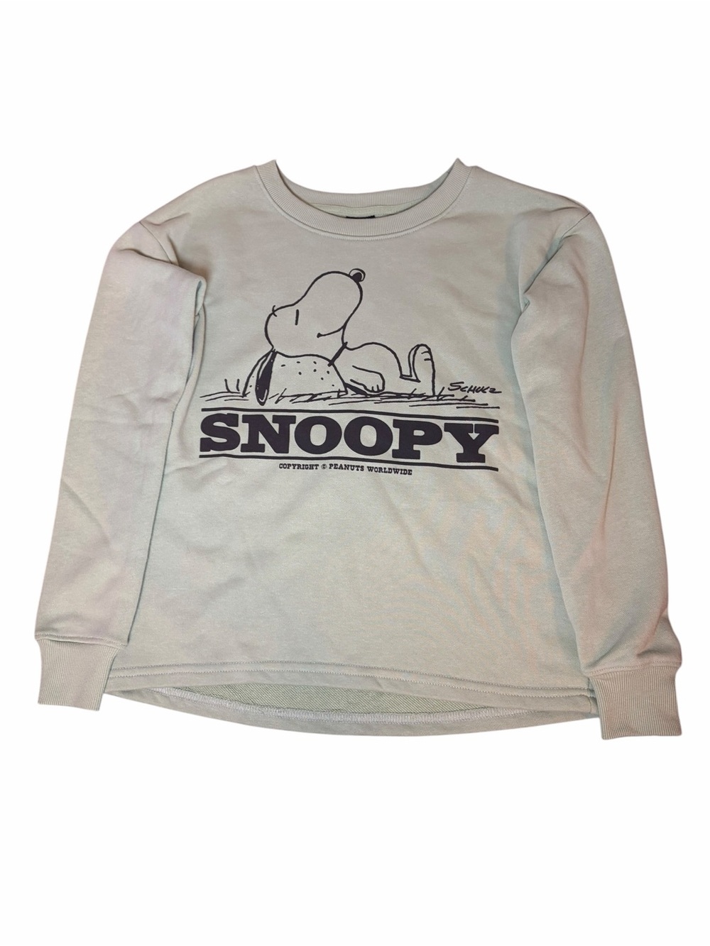 Kohl's Peanuts Snoopy Celery Green Crewneck Sweatshirt Juniors Size XS